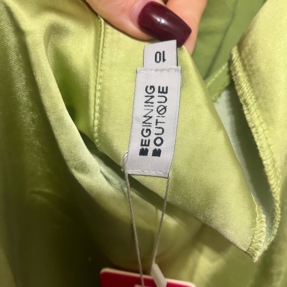 Beginning Boutique Audrey Green Halter Mini Dress - Picture 5 of 6